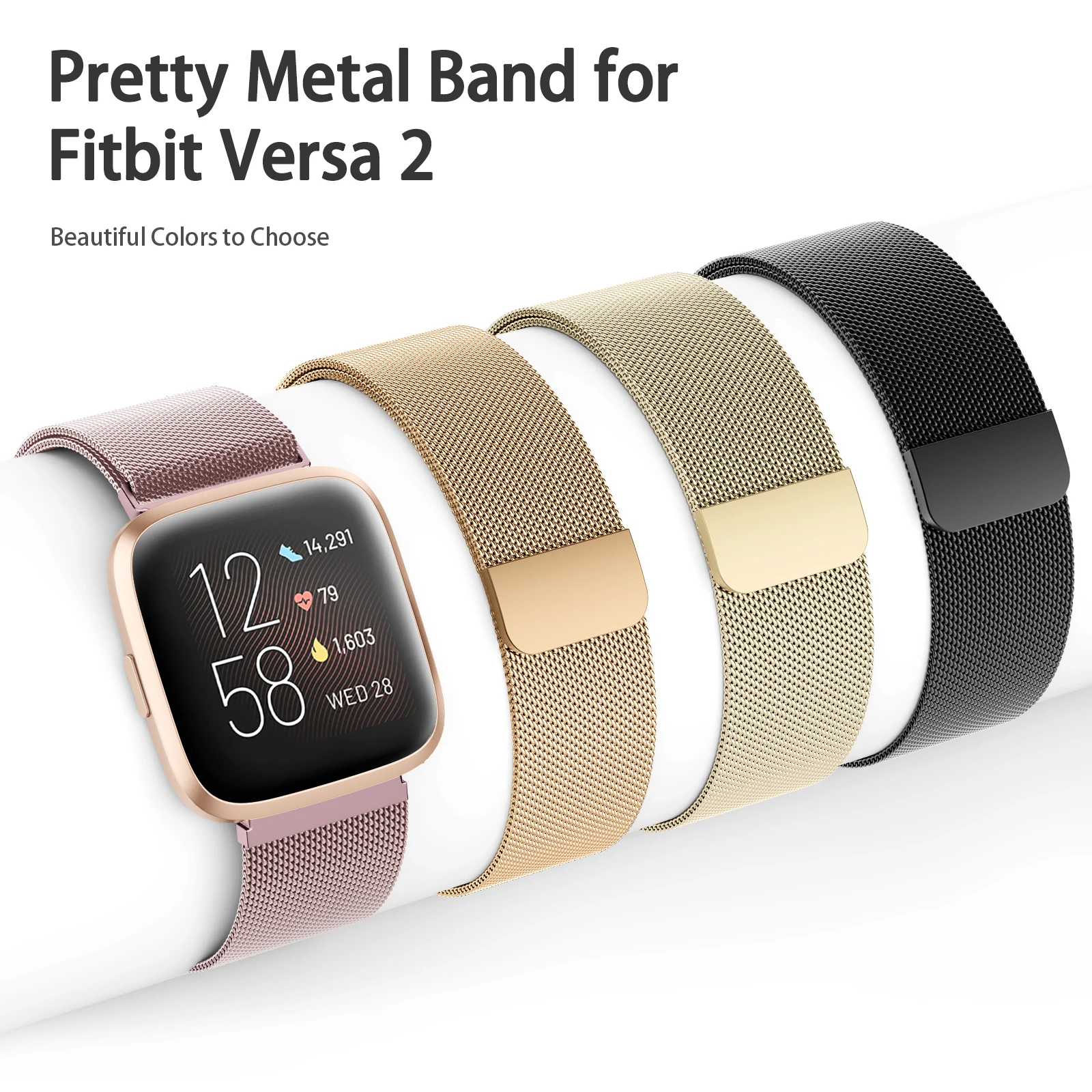 Kim Loại Từ Dây Đeo Fitbit Versa 1/Versa 2/Versa 3/Versa 4 Ban Nhạc Vòng Tay Dây Đeo Tay Cho vòng Đeo Sức Khoẻ Fitbit Versa Lite/Nghĩa 2 Dây Đeo
