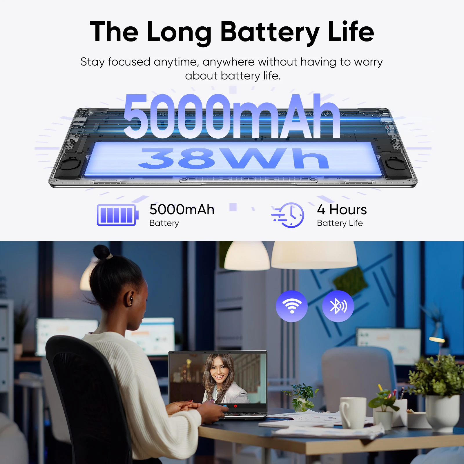 15.6 "Thin & Portable Laptop Computer Intel Celeron N4000 8GB RAM 256GB SSD FHD 1920x1080 16:9 Display For Work And Study