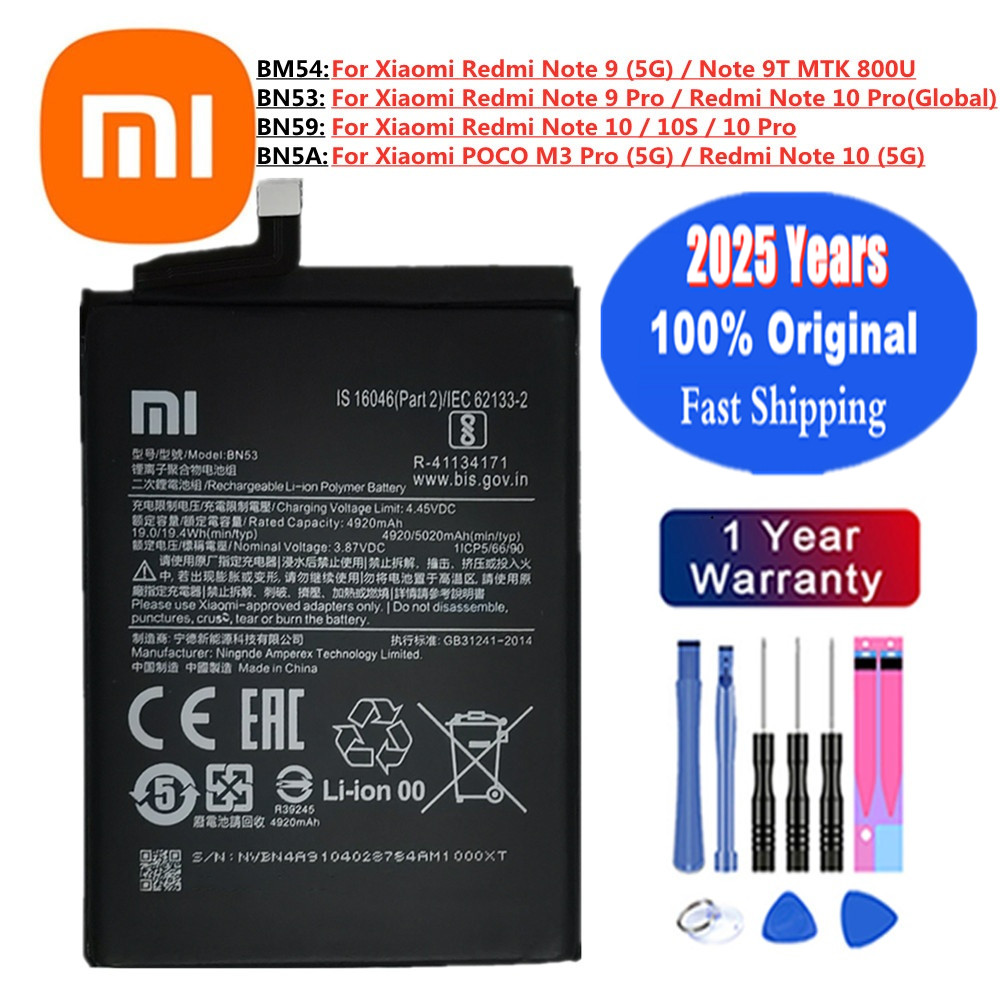 2025 Jahre 100 % Original-Akku für Xiaomi Redmi Note 9 Pro 9T 10 Pro 10S 9pro 10pro Xiaomi POCO M3 Pro (5G) Handy-Akku