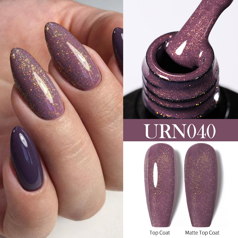 UR SUGAR 7.5ml Nude Glitter สีเล็บเจลกึ่งถาวร Soak Off Nail Art Base Top Coat UV LED เจลเล็บ