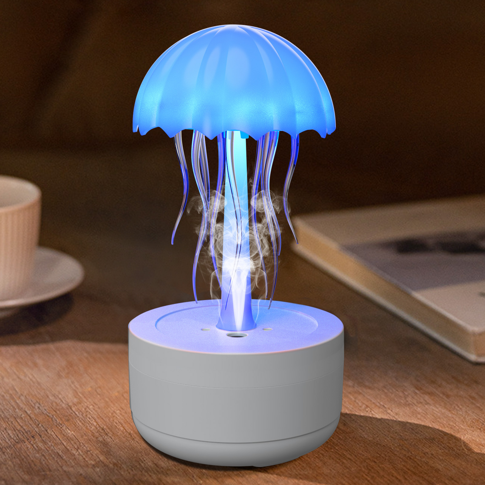 Méduse dessin animé Nihgt lumière RGB commande vocale méduse lampe de chevet type-c LED lampe de nuit mis à niveau Bluetooth humidificateur modèle