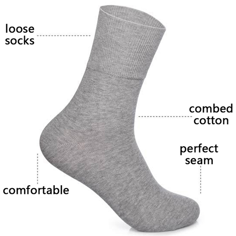 5 pares de calcetines de talla grande EUR 45-50 para prevenir venas varicosas, calcetines de algodón para pacientes diabéticos, calcetines de boca sueltos para hombre y mujer, medias cómodas