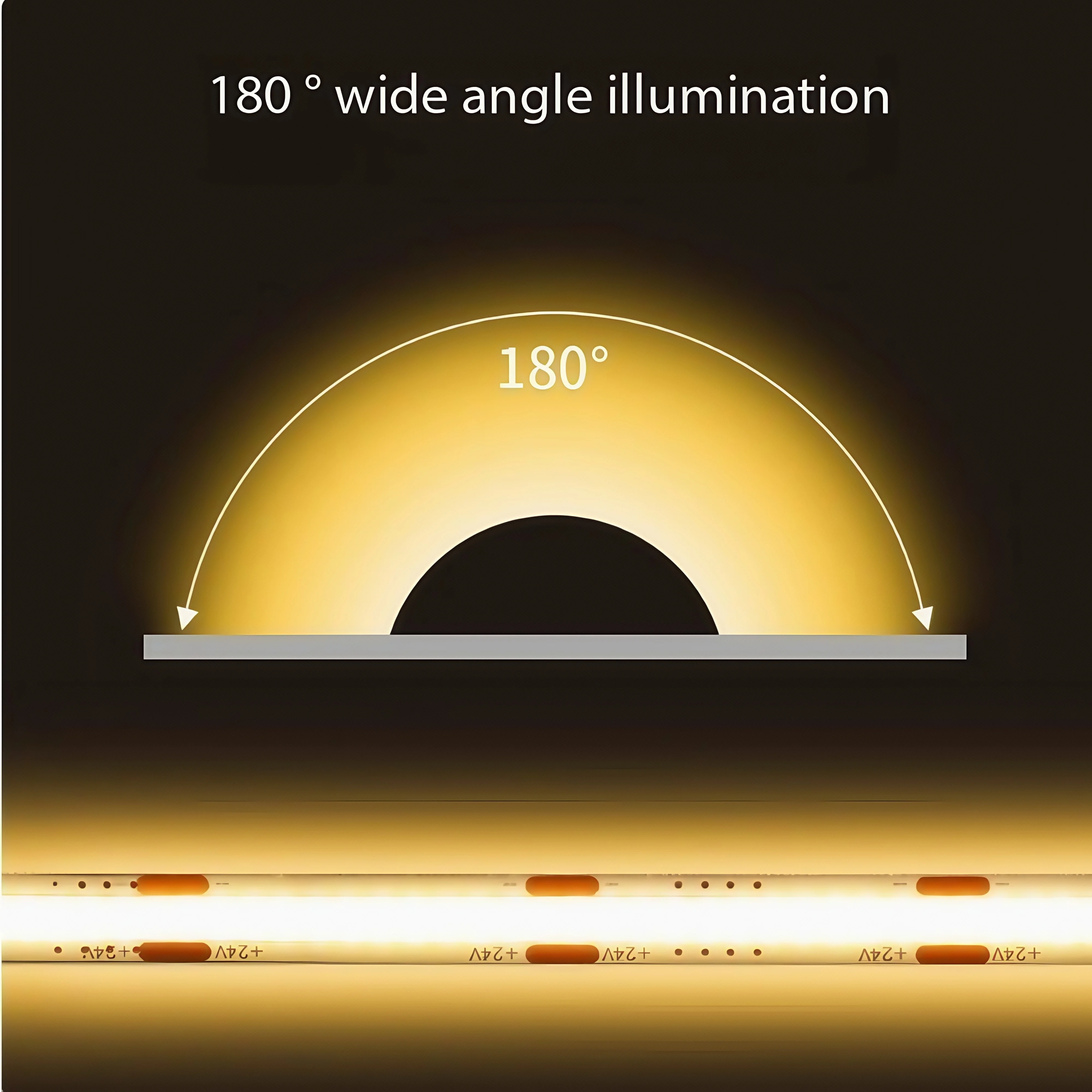 DC 12V 24V FOB COB Strip 320Leds/M High Density RA90 White 3000K 4000K 6000K IP21 Flexible Ribbon Rope LED Light