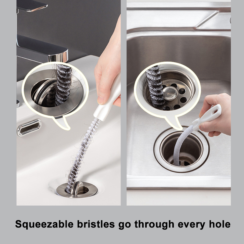 1/2Pcs Pipe Dredging Brush Bathroom Hair Kitchen Sewer Sink Cleaning Brush Flexible Drain Cleaner Clog Plug Hole Remover Tool