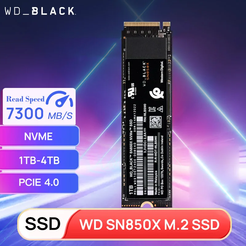 Western Digital SN850X 1TB 2TB 4TB WD_BLACK M.2 2280 NVMe PCIe Gen 4.0x4 SSD Unidades de estado sólido para jogos computador laptop PS5