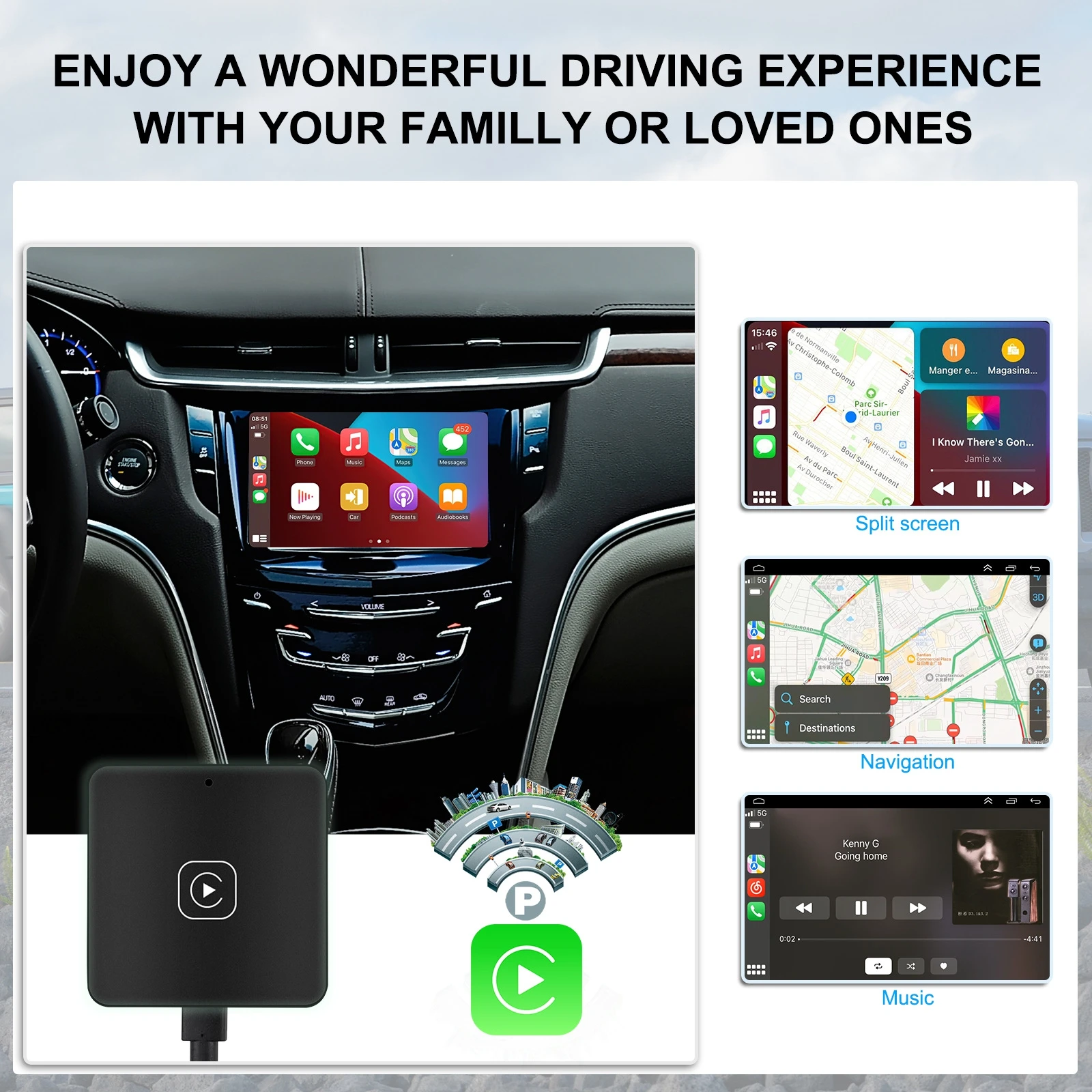 1 PC Wired to Wireless Carplay Mobile Internet Car Machine Intelligent Box AUTO Adapter, Fast Transmission Compact and Portable