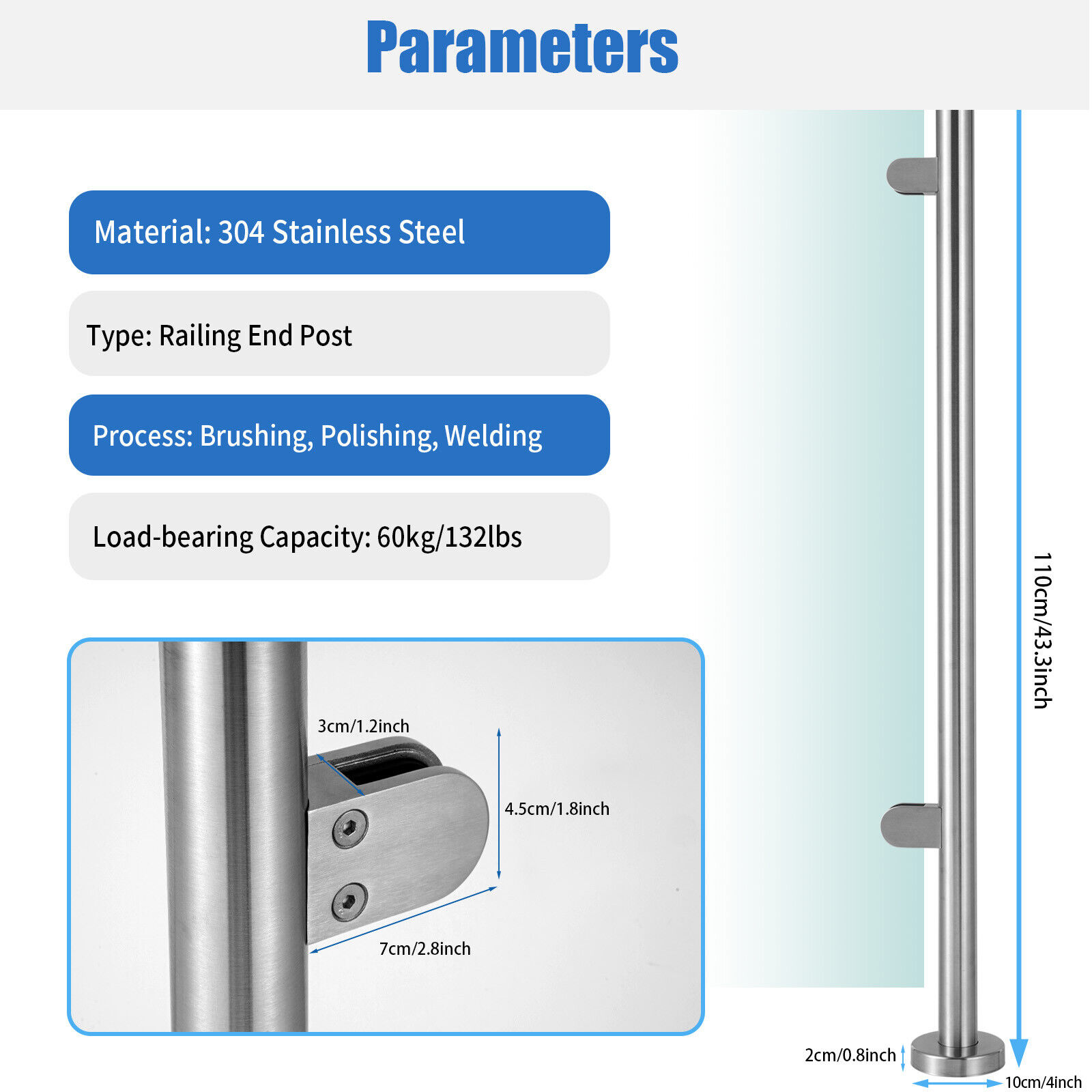 High quality stainless steel 304 railing end posts, durable and smooth, suitable for all kinds of guardrails