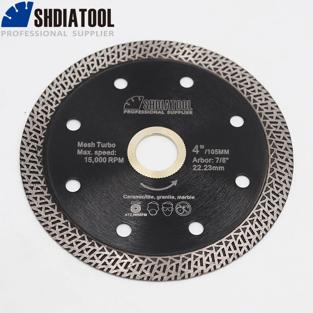 SHDIATOOL 1Pc 4/4.5/5/6/7/9 "Lưỡi Cưa Kim Cương Ép Nóng Thiêu Kết Lưới Turbo Đá Cẩm Thạch Đông Ninh Gạch Gốm kim Cương Đĩa Cắt