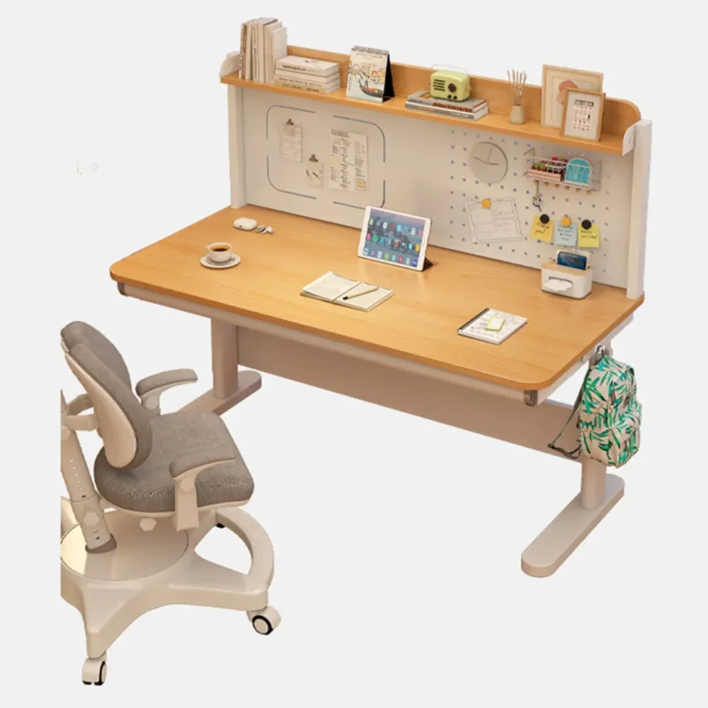 Mesa de estudante de madeira doméstica com altura ajustável, mesa de estudo ergonômica para escrita infantil