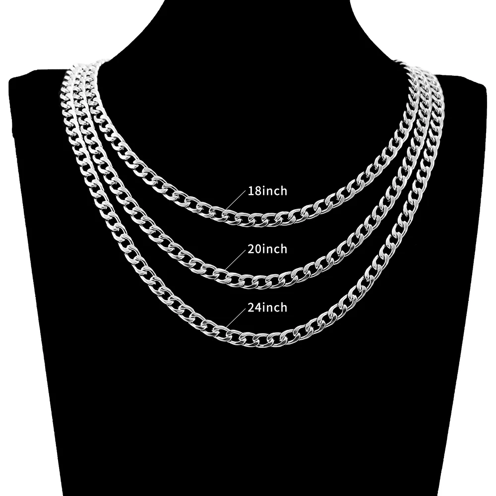 คุณภาพสูงคลาสสิก Cuban Link Chain สร้อยคอแฟชั่นเครื่องประดับของขวัญผู้ชายและผู้หญิงเหมาะสําหรับทุกโอกาส