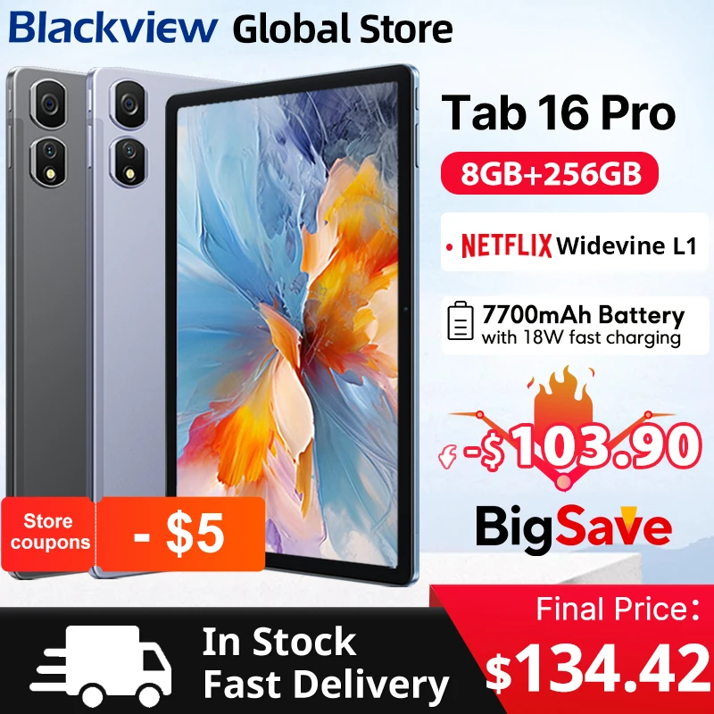 Планшет Blackview Tab 16 Pro 8 ГБ+256 ГБ 11-дюймовый дисплей FHD+ 7700 мАч аккумулятор Android 14 Widevine L1 Unisoc T616 планшет планшет ПК
