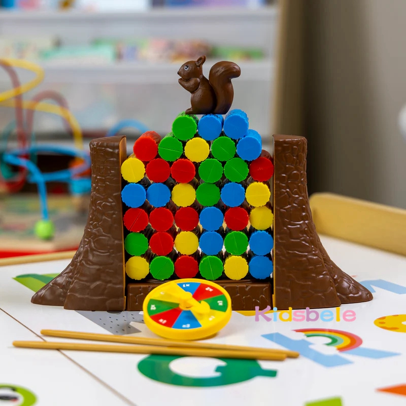 เด็ก BALANCE Tower เกมกระดานซ้อนบล็อกปริศนาของเล่นเกมครอบครัวบันทึกยุบกระรอกสําหรับเด็กวัยหัดเดินคริสต์มาสของขวัญ