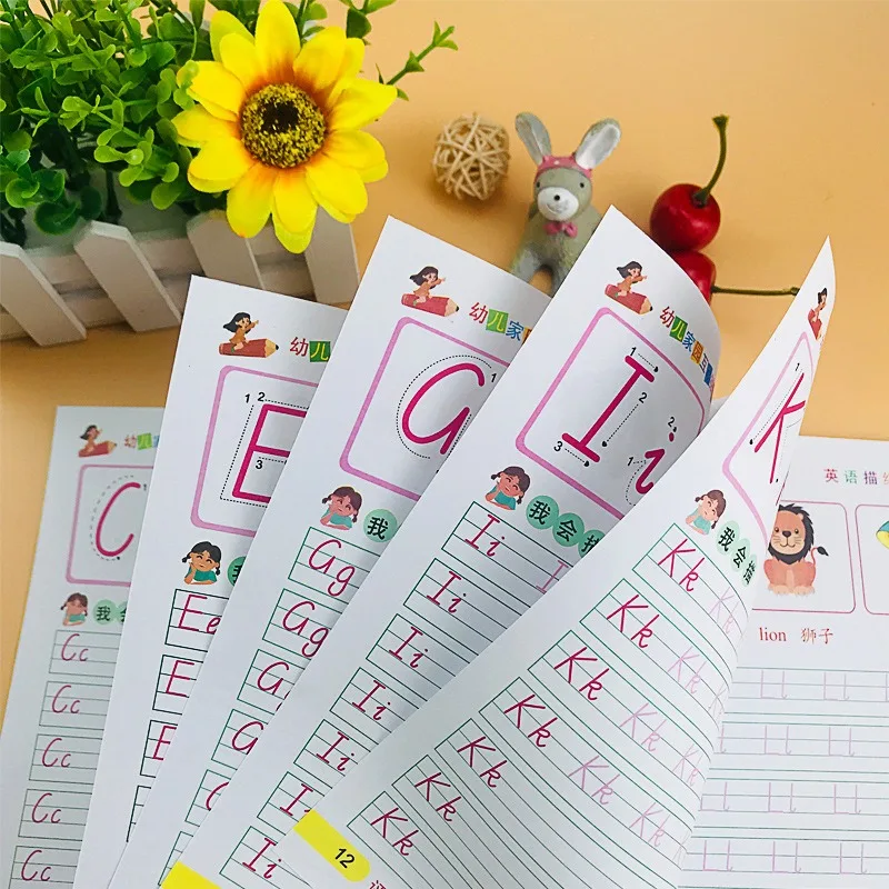 Calligraphy Practice Book 32 Pages Writing Learning Alphabet Math Numbers for Kids Children's Kindergarten Exercises Workbook