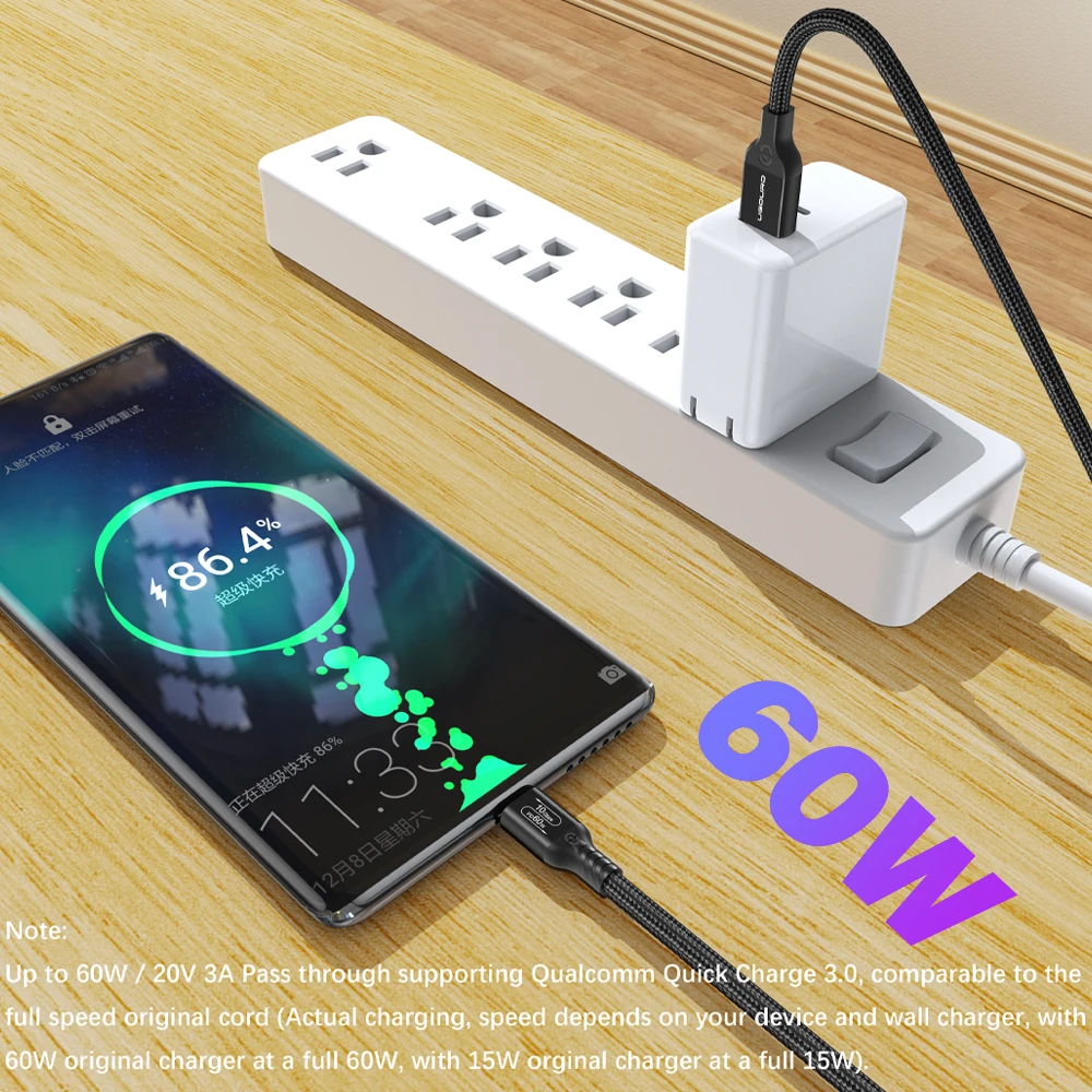 UGOURD USB 3,2 3,1 Gen2 10Gbps USB-A a tipo C Cable USB-C Cable de transferencia de datos 60W Cable de carga rápida para USB HUB SSD Box