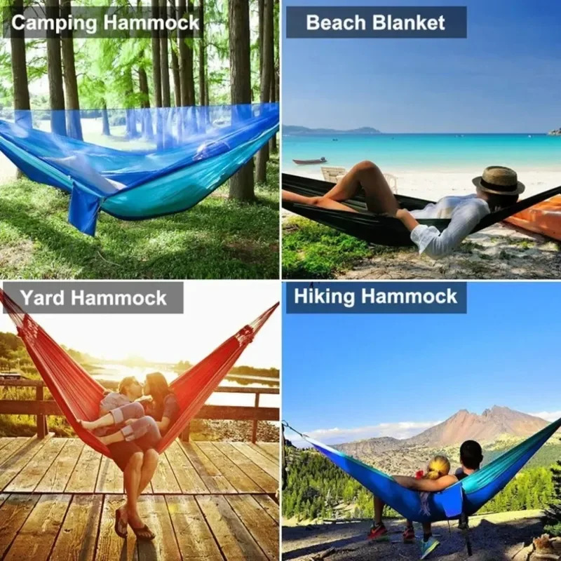 Amaca da esterno leggera in tessuto per paracadute con rete per viaggi in campeggio 250x120 cm