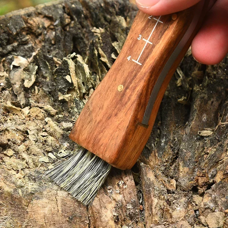 มัลติฟังก์ชั่นสแตนเลสแปรงพับกลางแจ้งมินิเห็ดมีด EDC ไม้ Handle SHARP แคมป์ล่าสัตว์ survival