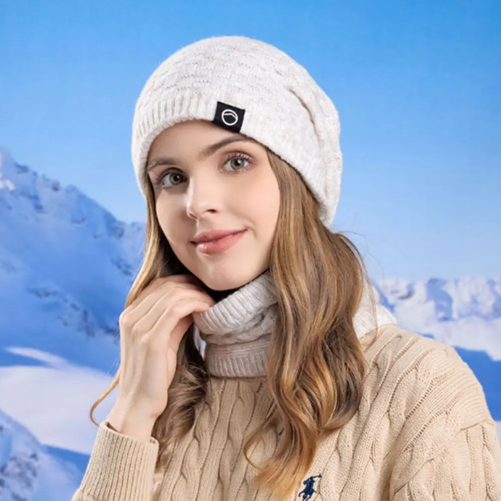 Neck Warmer Winter Beanie Hats Scarf Set Thicken Windproof Women Warm Knitted Hat Cold Proof Ear Protection