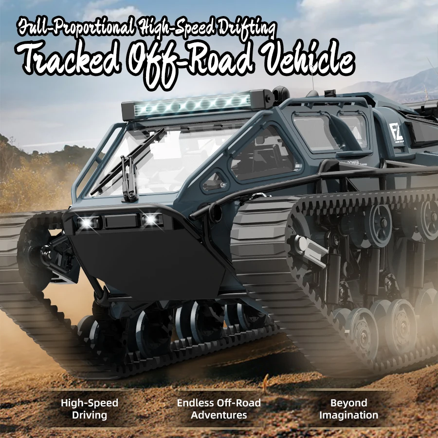 JJRC C8812 ไฟ LED Full Scale Tracked ถังจําลองของเล่น RC รถ Drift รีโมทคอนโทรล Off-Road รถเด็กของขวัญ