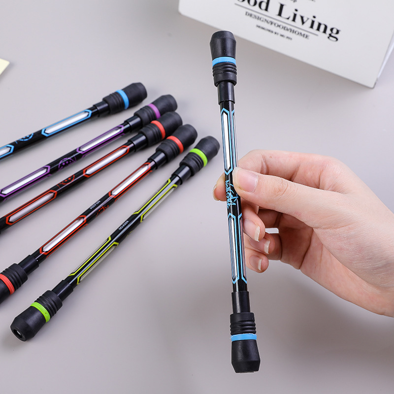4/2 pçs criativo caneta giratória mão spinner brinquedo adulto crianças aliviar o estresse rotativa anti deslizamento canetas de escrita 0.5mm estudante estacionário
