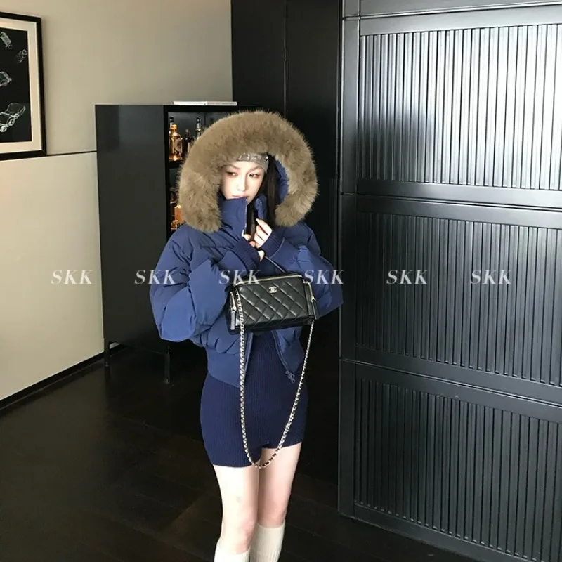 Inverno gola falsa com capuz casacos curtos de algodão topos engrossar quente moda nova parkas casuais chaquetas coreia jaquetas femininas