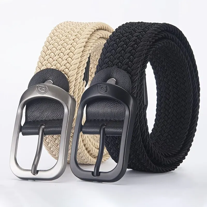 Cinturón para hombre, cinturón elástico tejido informal, cinturón para deportes al aire libre para mujer, sin necesidad de perforar, cinturón de trabajo de escalada para hombres y mujeres, moda
