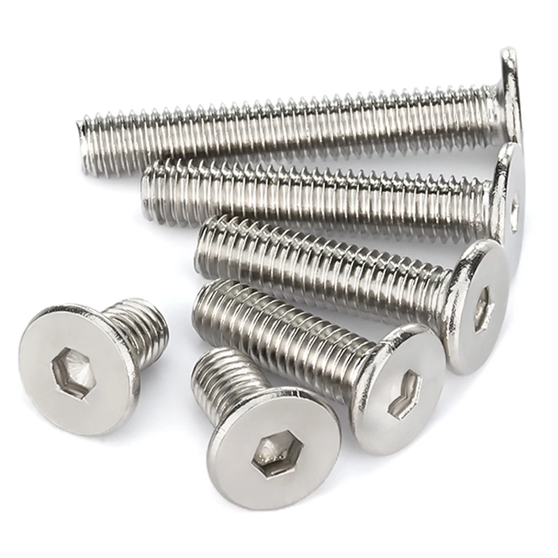 Tornillos de cabeza plana con casquillo de acero inoxidable 304, kit surtido de tornillos de máquina M3 M4, accionamiento hexagonal interno, juego de 50 piezas