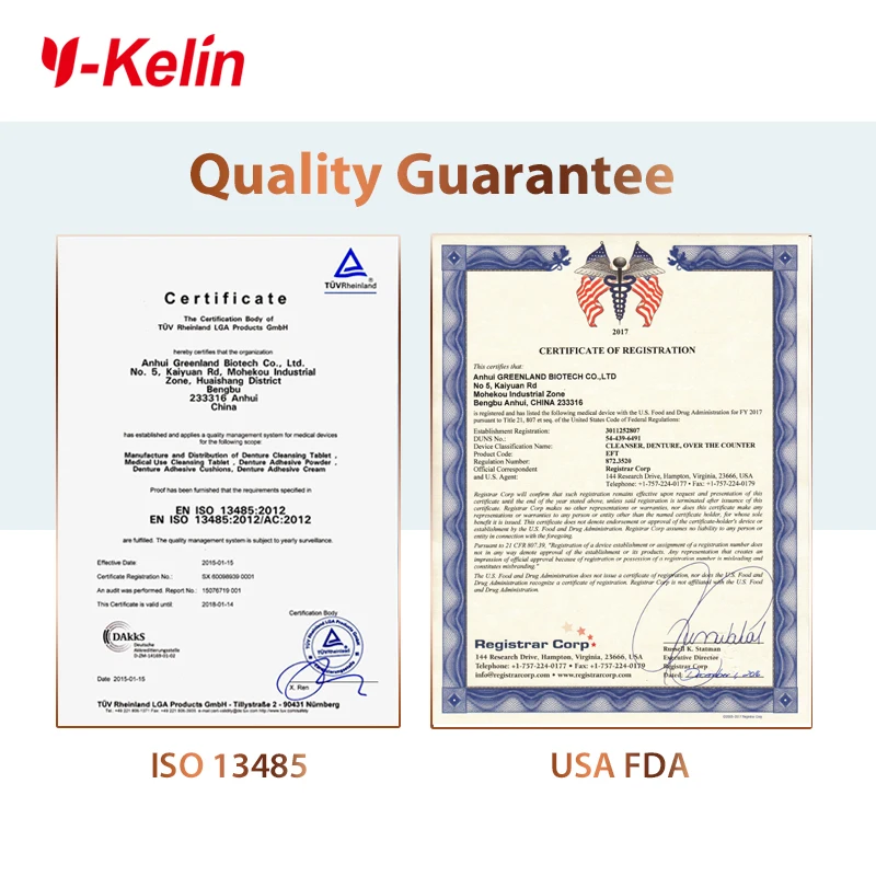 Y-Kelin Denture Cleansing Tablet 30/60/90 Tabs Cleanser Pills Remove Plaque Antibacteria