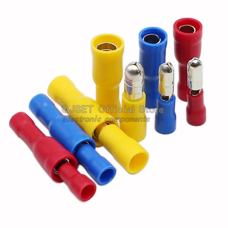 100pcs Male-Female Docking FRD/MPD1.25-156 Wire Connector Cold Crimp Terminal Docking Tip Bullet Set/Audio Cable Crimp Connector