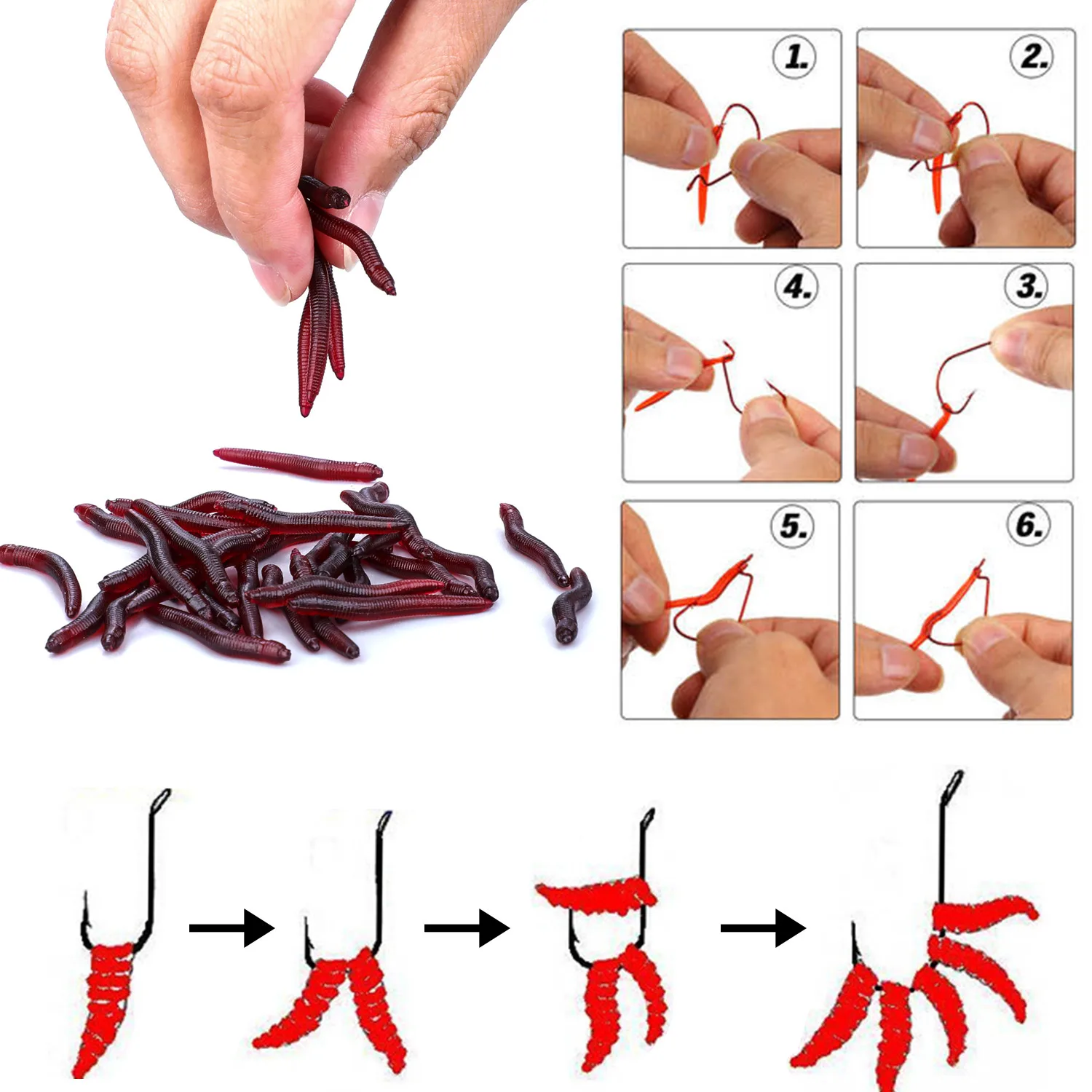 Sougayilang 50-200pcs 소프트 낚시 미끼 시뮬레이션 웜 4cm 0.3g 인공 실물 같은 미끼 물고기 냄새베이스 미끼 낚시 태클