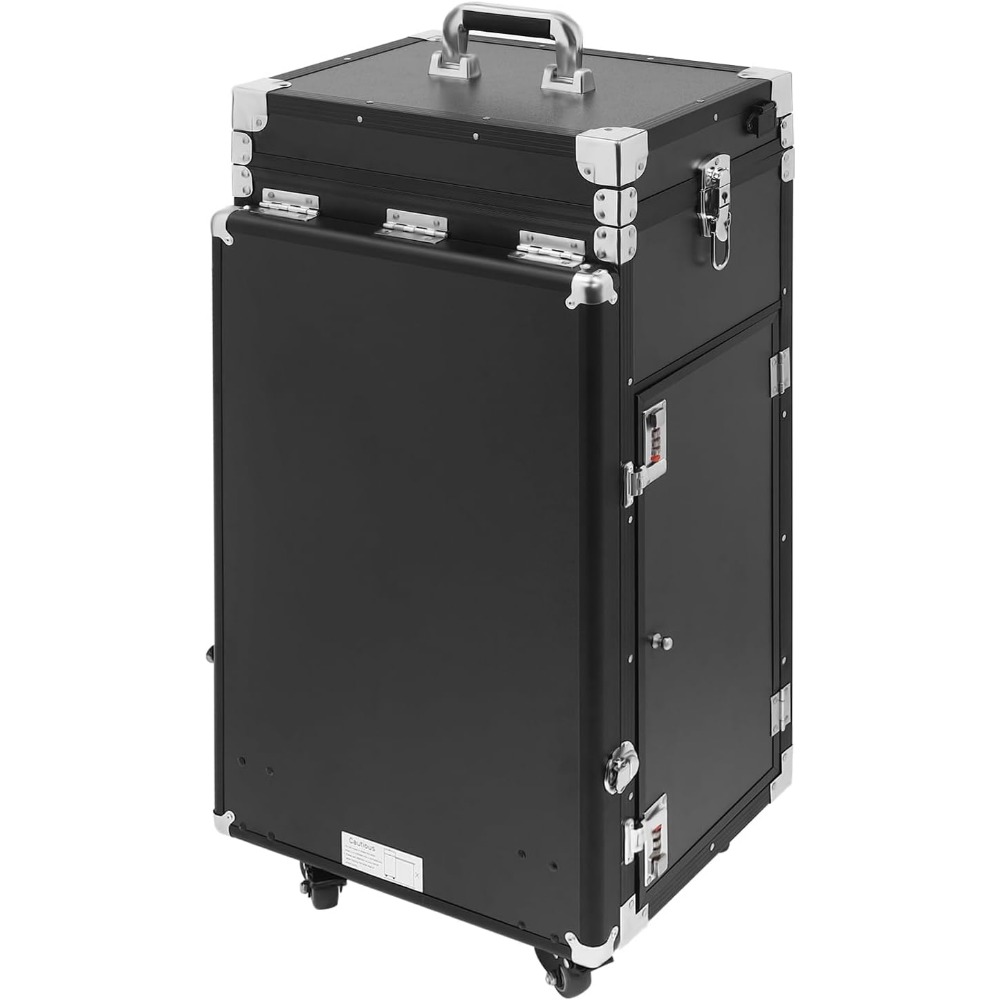 Manicure Table for Nail Technicians, Nail Table Mobile Station Rolling Makeup Travel Case, Foldable Nail Table with Speakers, Tr