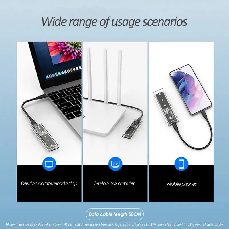 M.2 NVMe pcie/ngff sata/dual Protocol SSD เคสใส USB Type C 10Gbps M2 SSD กล่องใส่ฮาร์ดดิสก์ภายนอก