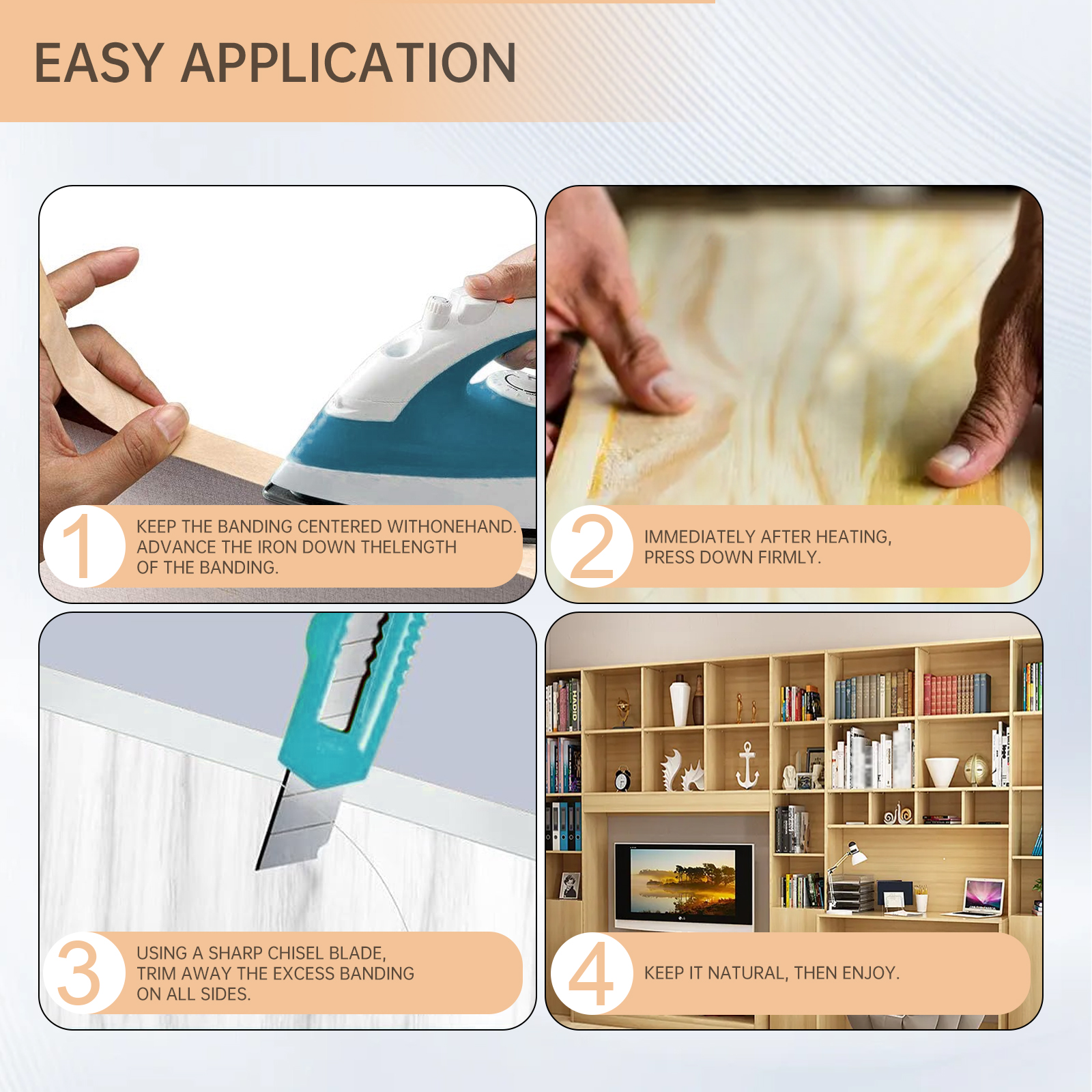 15M Decorative PVC Edge Strip Banding Adhesive Furniture Cabinet Wood Surface Table Edging Tape Funiture Accessories