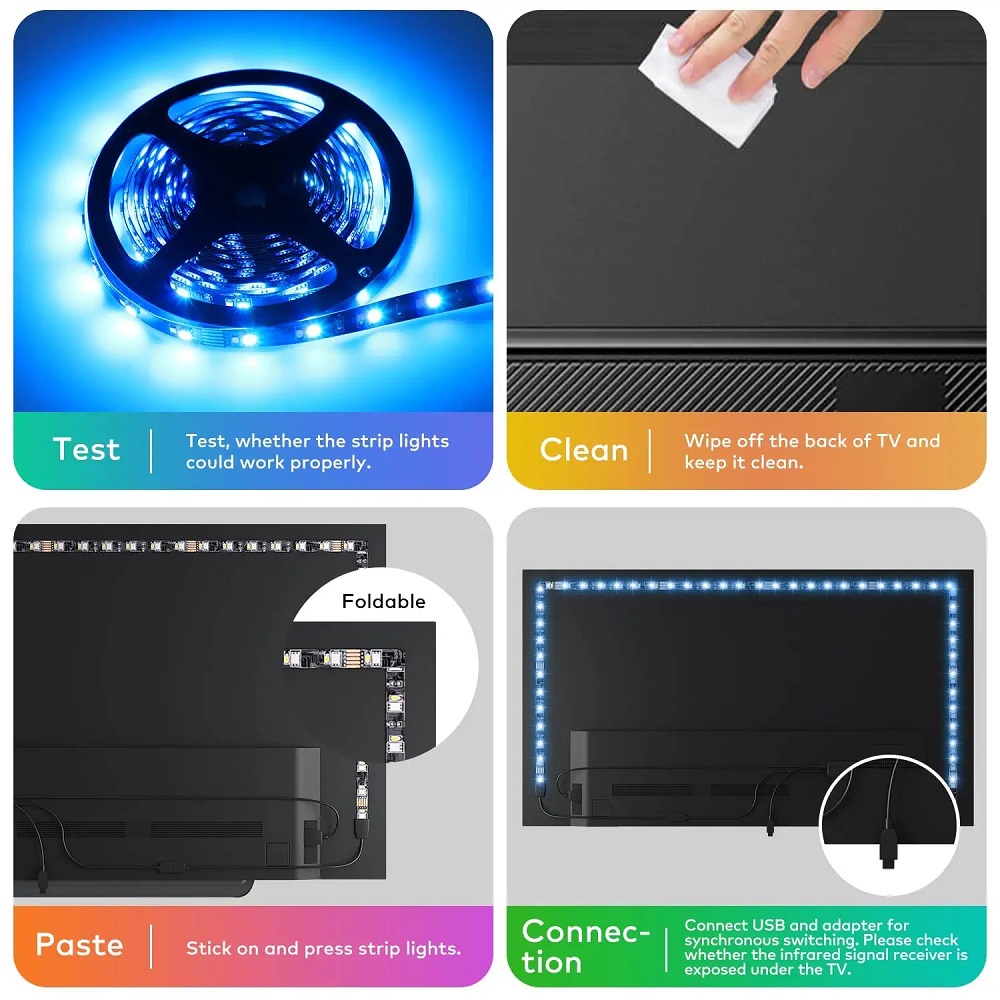 RGB 5050 DC5V USB 24 คีย์บลูทูธไฟ LED Strip เทปรีโมทคอนโทรลเปลี่ยนสีโคมไฟสําหรับคริสต์มาสตกแต่งห้องนอน