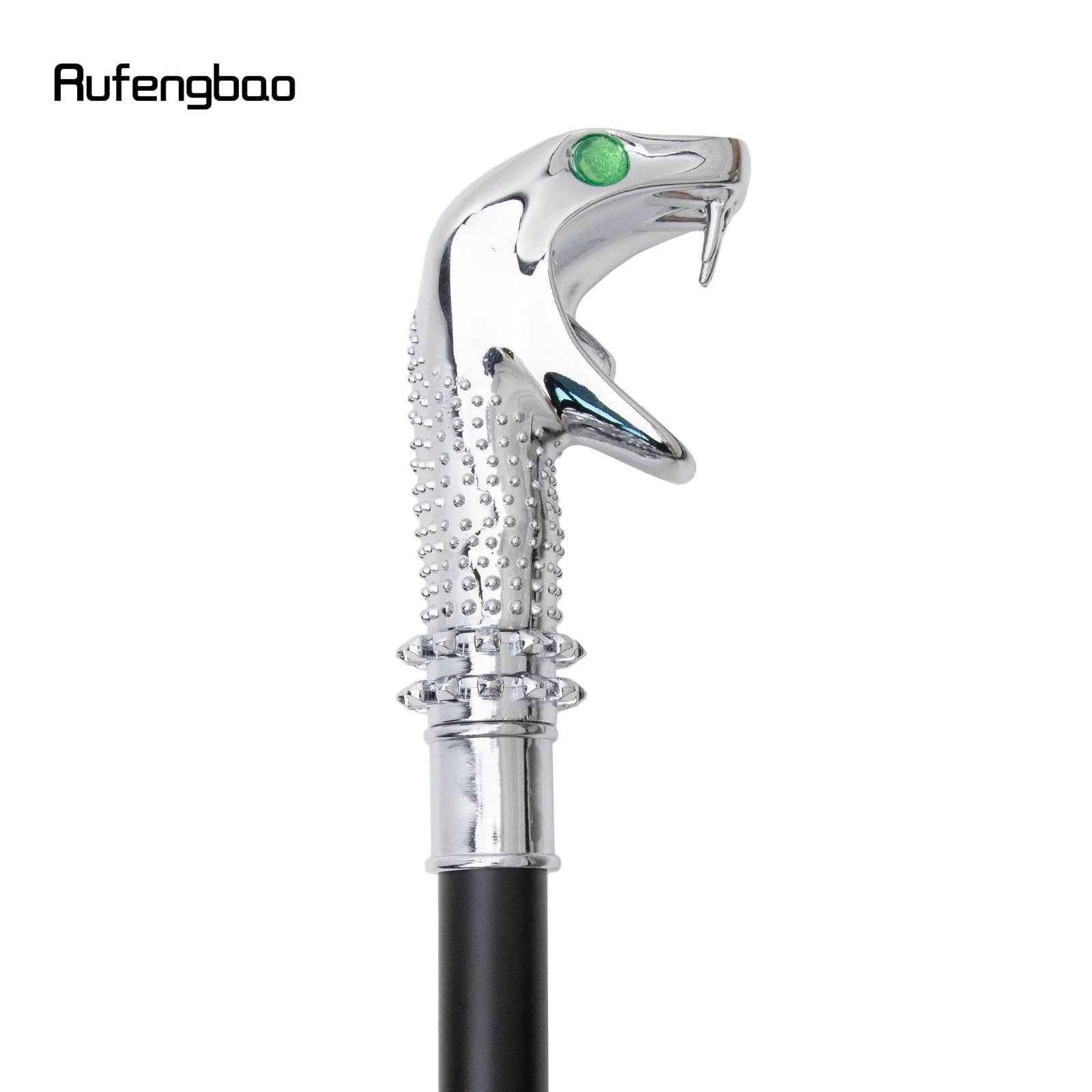 สีขาวหรูหรางู Cobra ตาสีเขียวเดิน Stick ซ่อนแผ่นป้องกันตัวเองแฟชั่น Cane แผ่นคอสเพลย์ Crosier Stick 92 ซม