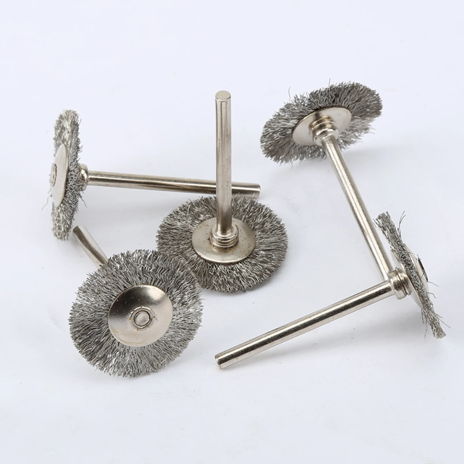 Cepillos de alambre de acero inoxidable, disco redondo para amoladora de troquel, pulido rotativo de herramientas, accesorios, 5 uds., 25mm