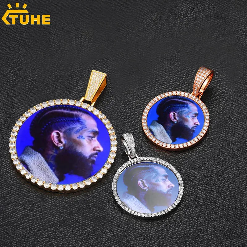 Unisex รอบหน่วยความจำเหรียญจี้ Custom Photo สำหรับผู้ชายเครื่องประดับ Hip Hop