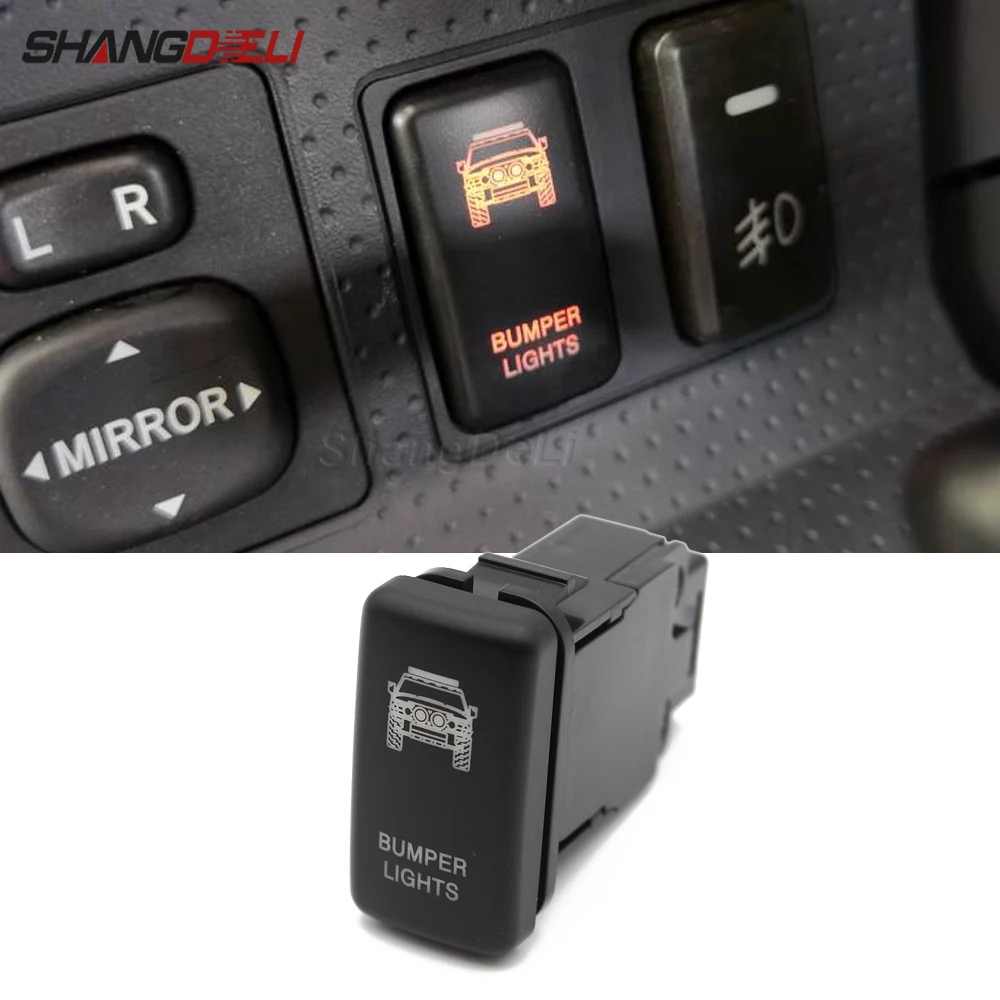 Đèn LED Đỏ Đèn LED DRL Thanh Đẩy Nút Ốp Lưng Đèn Công Tắc Cho Xe Toyota Landcruiser Hilux Prado 120 FJ Hành Trình 12V 2A