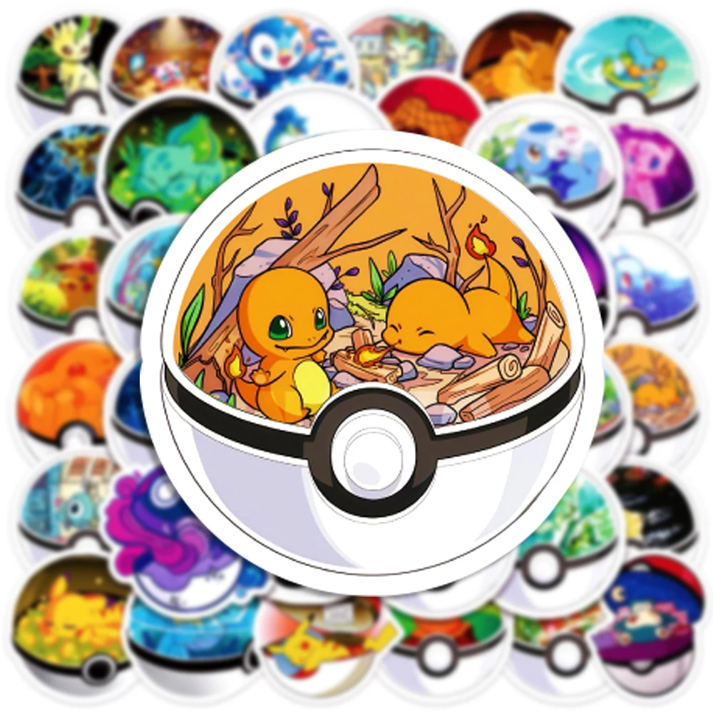 10/30/50 Uds dibujos animados Pikachu Pokemon pegatinas Cool Anime Poke Ball pegatina teléfono portátil bicicleta portátil calcomanías divertidas para niños juguete