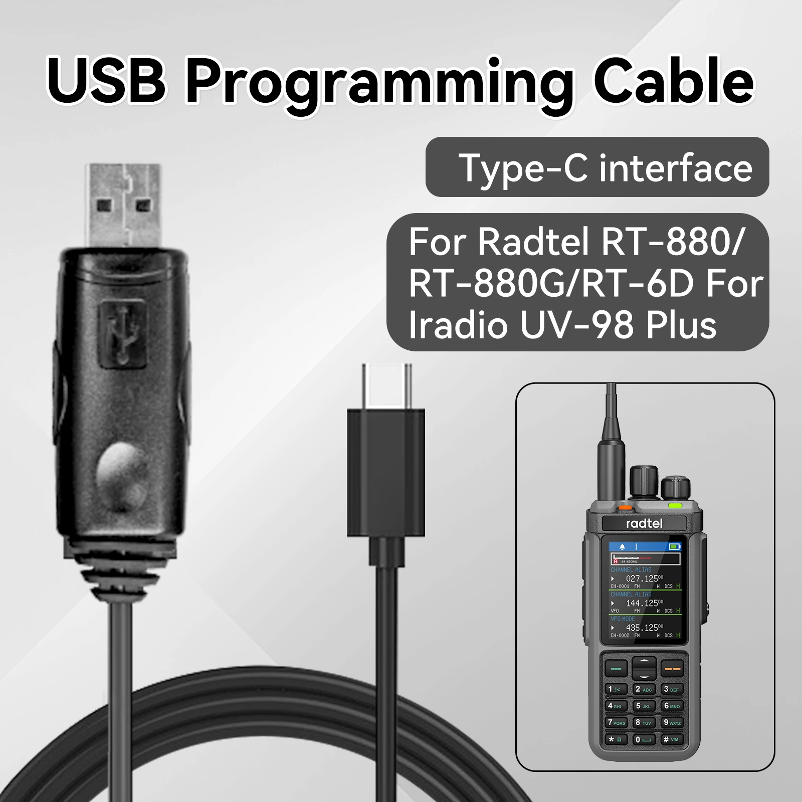 Radtel RT-880 USB-кабель для программирования Интерфейс типа C для Radtel RT-880G RT-6D UV-98 plus R5000 R6000 Ham Radio Walkie Talkie