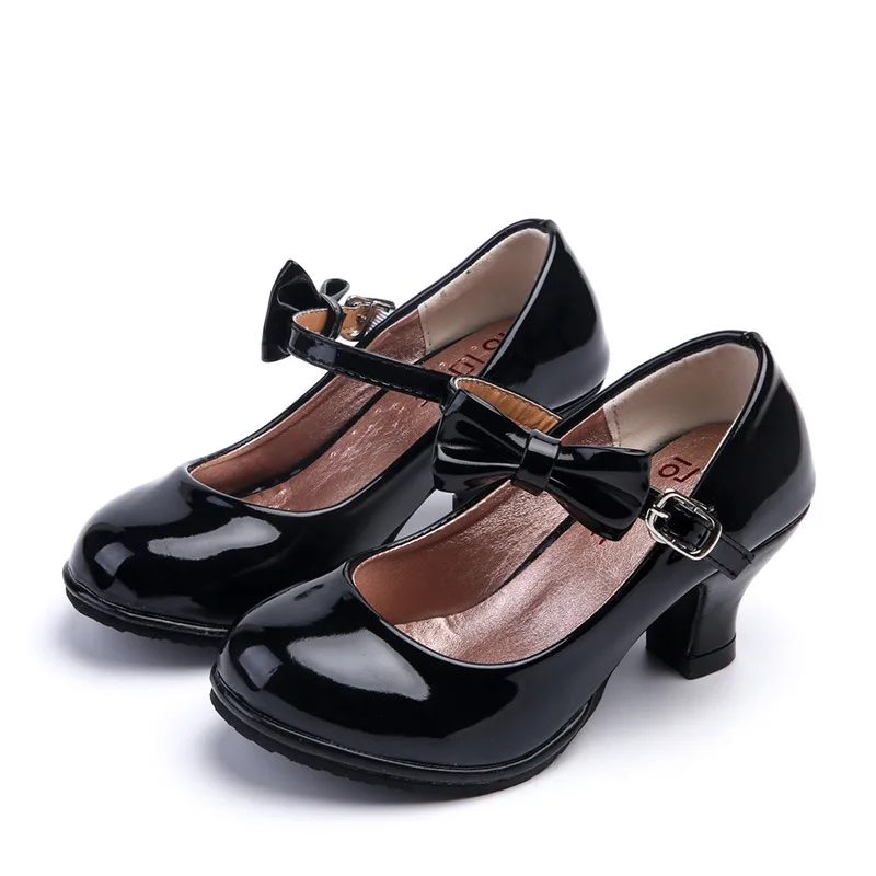 Mädchen Prinzessin Leder Schuhe Glänzend PU Mode Kinder Süße Bowtie Kleid Schuhe für Ballett Frühling Herbst Kinder High Heels Kausalen