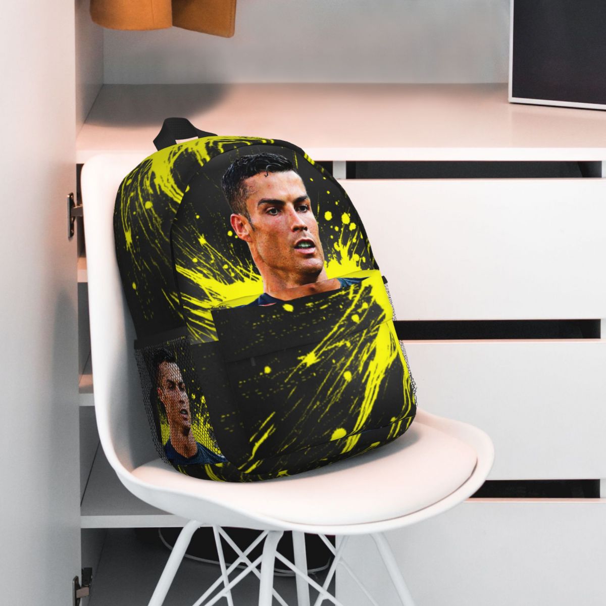 Cr7軽量プリントスクールバックパック、ファッショナブルなパターンバッグ、新しい、15インチ