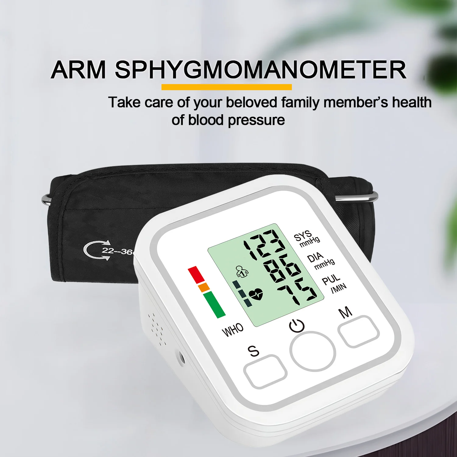 Esfigmomanómetro de brazo para el hogar, esfigmomanómetro Digital LCD, Monitor de presión arterial