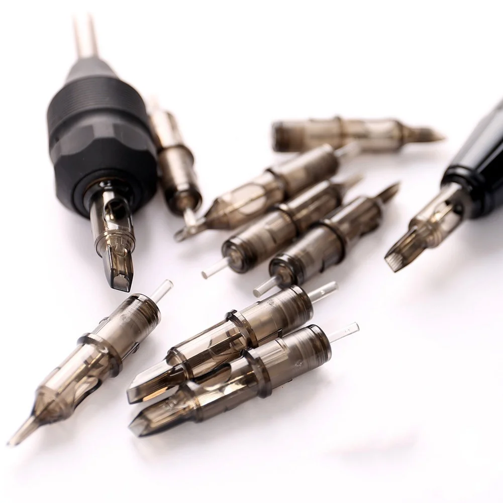 10 個 0.35 ミリメートル使い捨て半アートメイクタトゥーカートリッジ針眉毛タトゥーペンマシン用品 M1 RS RL RM ブラウン新