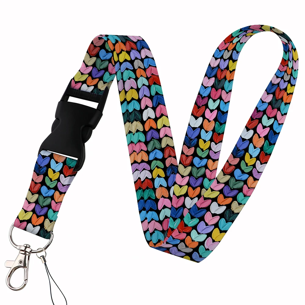 Tarjetero Simple de mármol con forma de corazón y arcoíris, con hebilla, cuerda colgante encantadora, pase de identificación, accesorios colgantes, funda para passthro con cordón