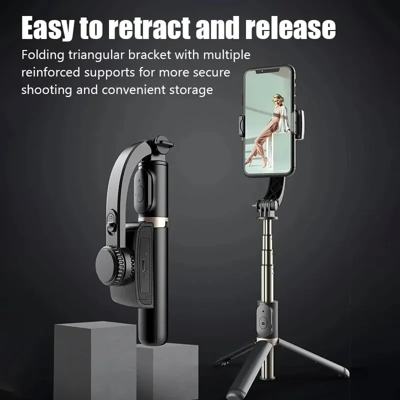 STTKGZD Stabilizzatore cardanico portatile Stabilizzatore Selfie Stick Luce di riempimento Smartphone Azione Kameralar Treppiede Bluetooth Gymba