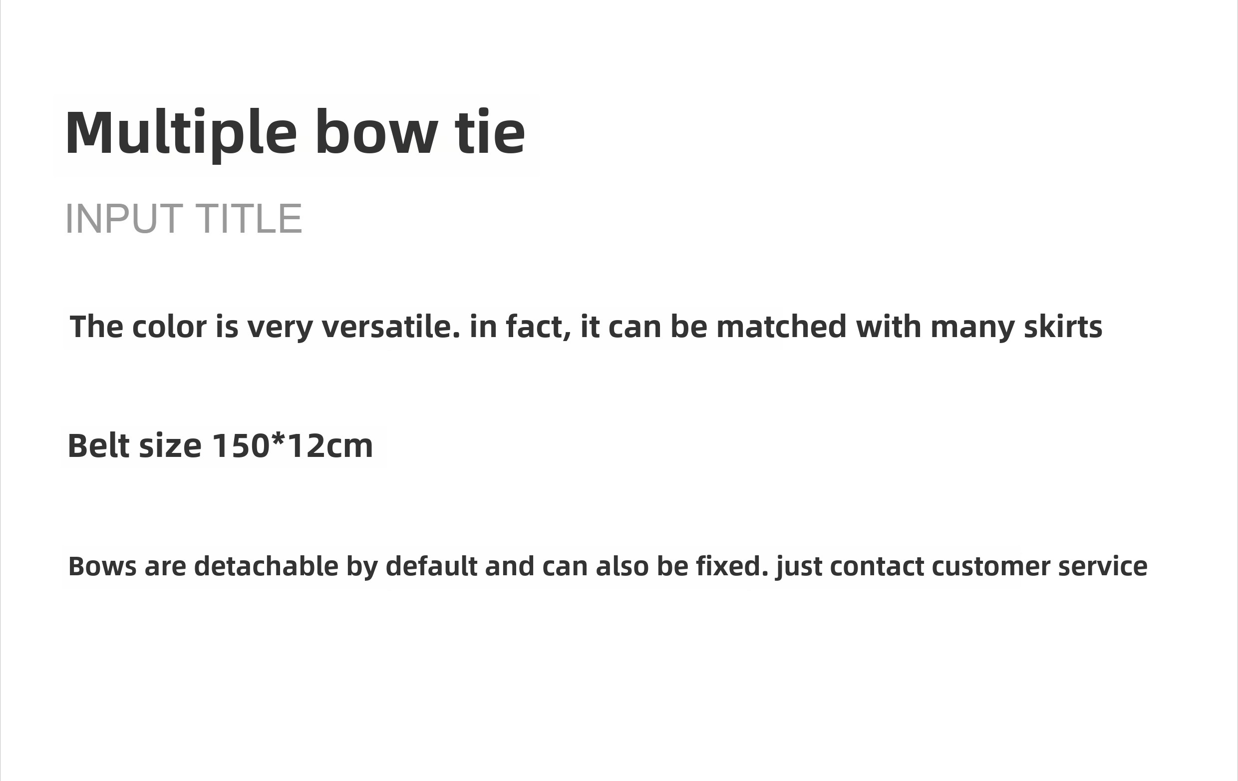 Dophee Original Handwork Gothic Subculture Lolita Gorgeous Bow Ribbon All-match Anime Animation Kummerbund Cosplay Accessory