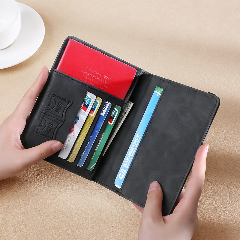 ผู้หญิงผู้ชาย RFID Vintage หนังสือเดินทางธุรกิจผู้ถือ Multi - Function ID Bank Card กระเป๋าสตางค์หนัง PU กระเป๋าเดินทางอุปกรณ์เสริม