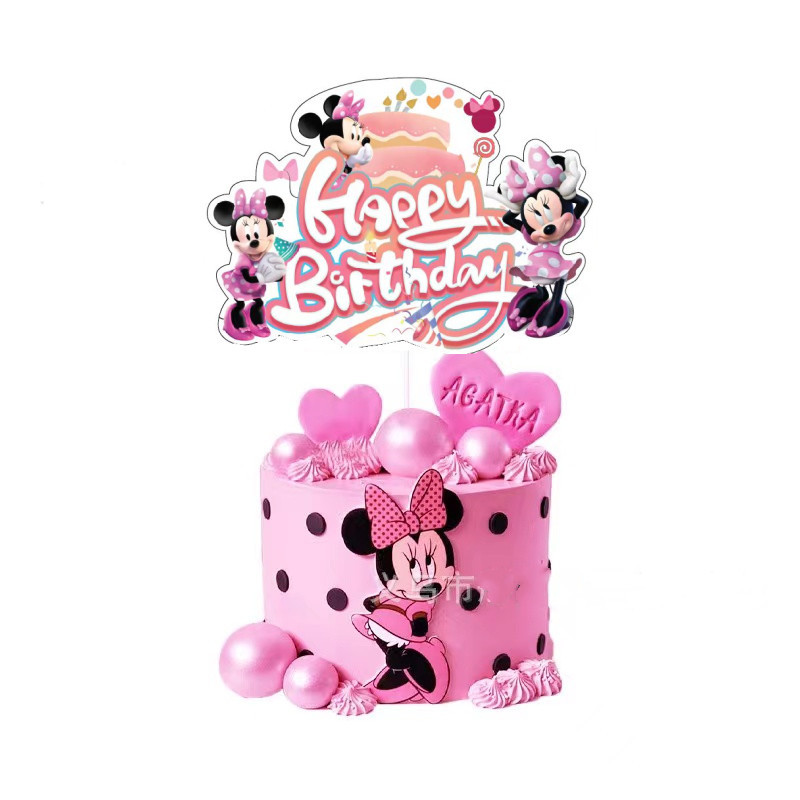 Minnie Mouse Party ตกแต่ง Disposable Tableware Minnie ถ้วยบอลลูนสําหรับสาวอาบน้ําเด็ก Birthday Party Supplies
