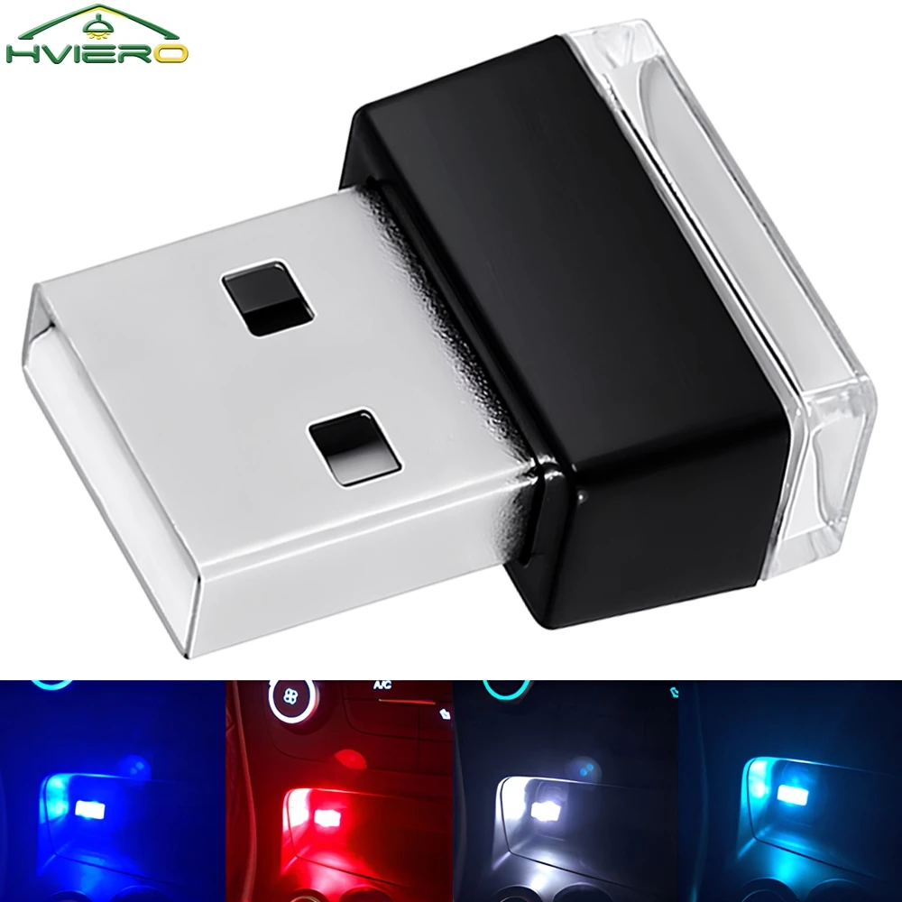 Mini Auto USB Car Rgb LED Atmosphere Light Red Blue White Lampy dekoracyjne Oświetlenie awaryjne Uniwersalne Przenośne Plug Play Night