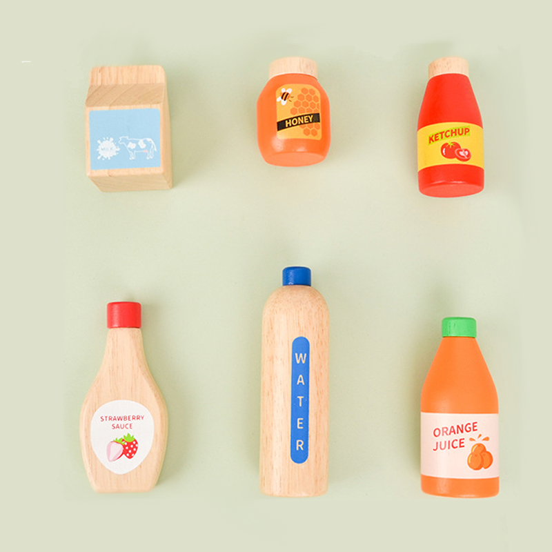 Crianças fingir jogar de madeira leite bebida conjunto cozinha brinquedos comida montessori aprendizagem educacional crianças simulação imitação jogo